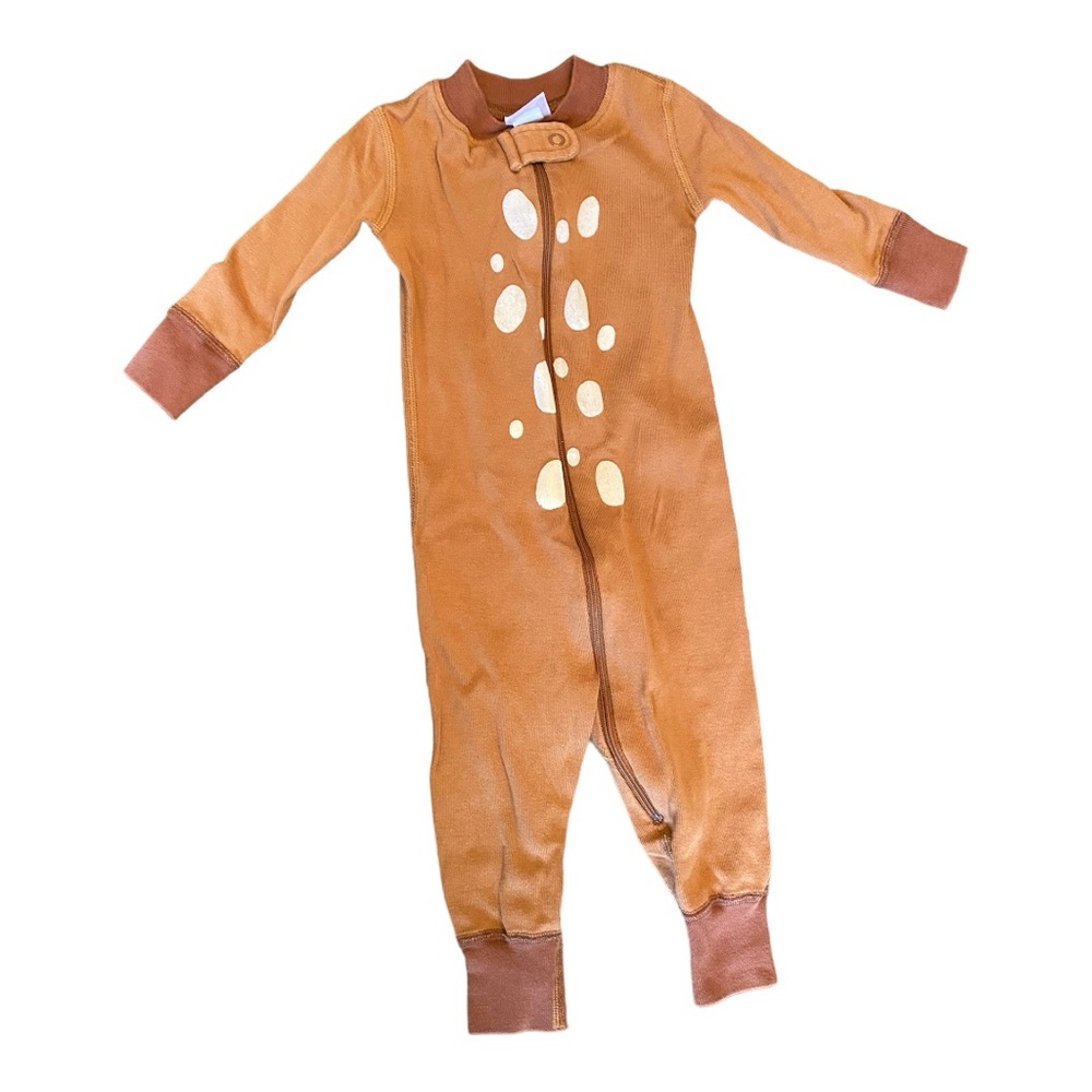 Hanna Andersson Baby Sleeper 70cm 6-12M Organic Cotton Deer Fawn Pajamas EUC